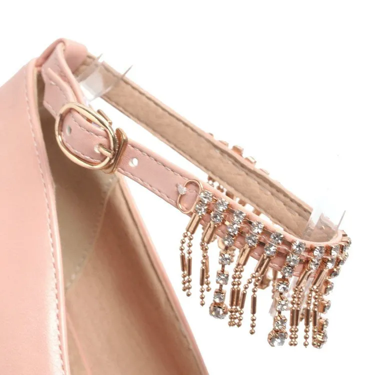 Women'sWomen's Ankle Strap Rhinestone Platform Pumps High Heels Shoes