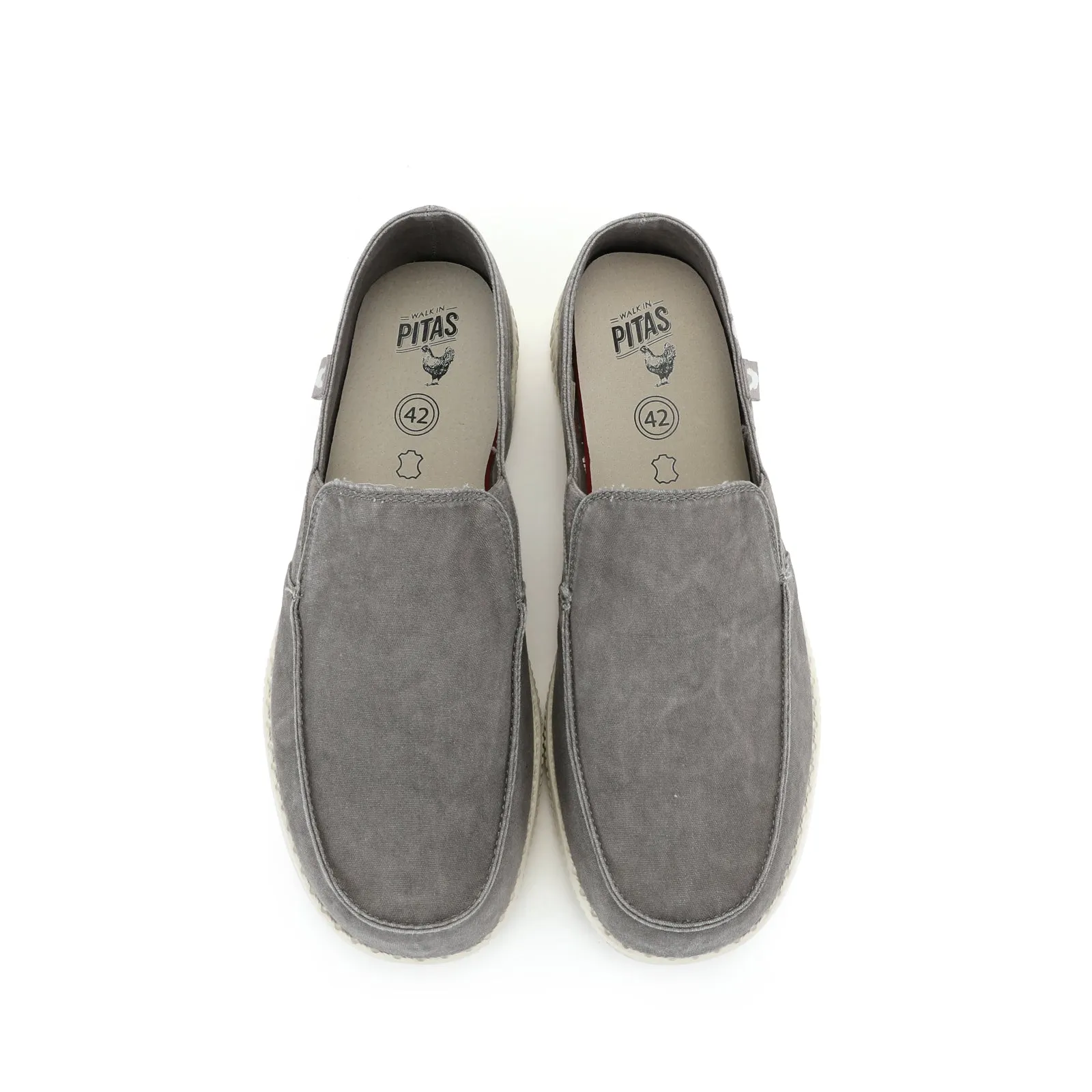 WP150 Slate Grey Washed Canvas Slip-On Loafers