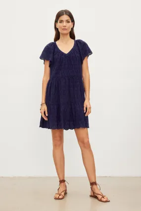 WYNETTE EMBROIDERED COTTON DRESS