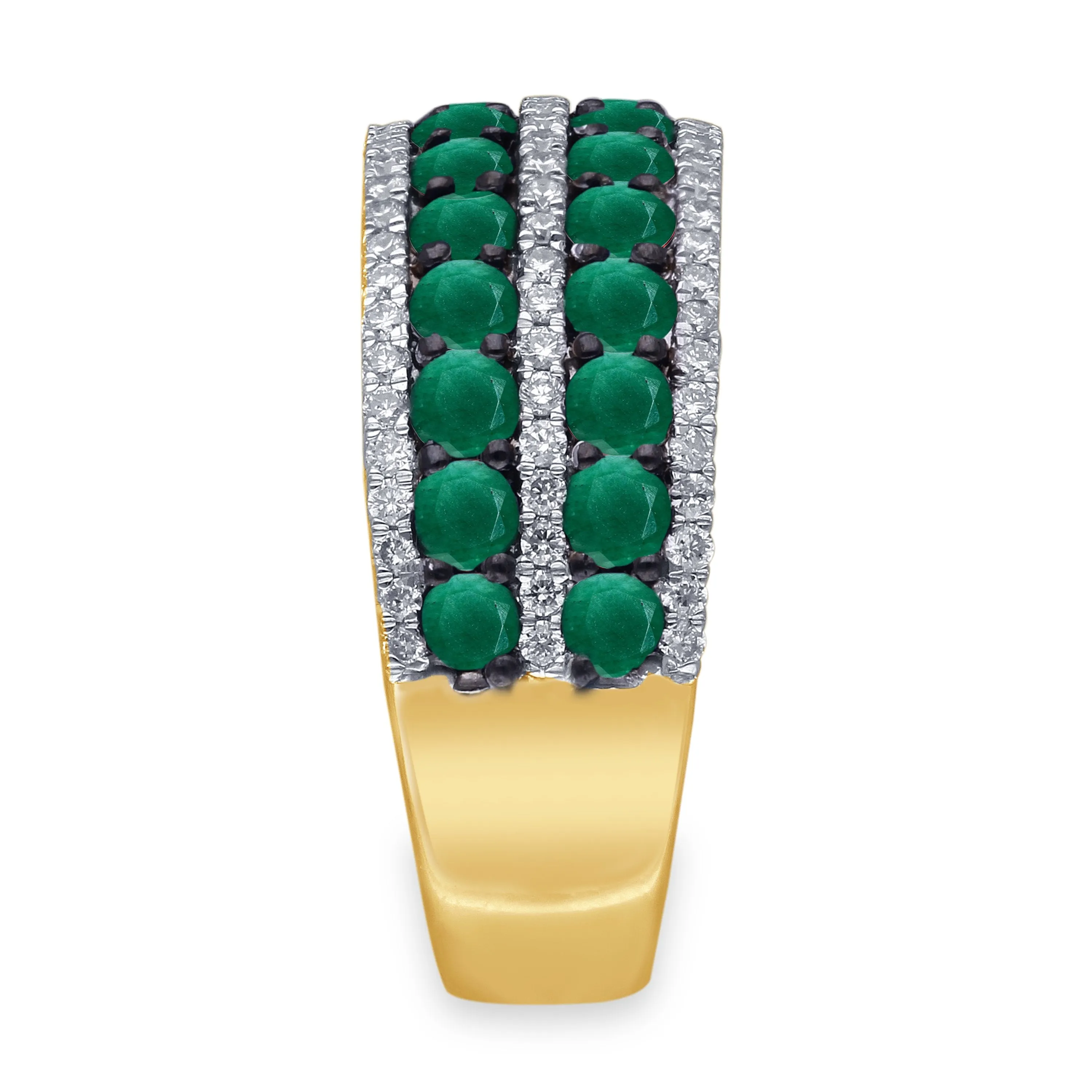 Yellow Gold Emerald & Diamond Infinite Ring