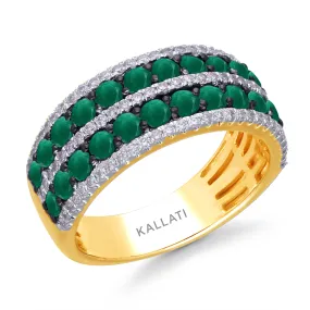 Yellow Gold Emerald & Diamond Infinite Ring